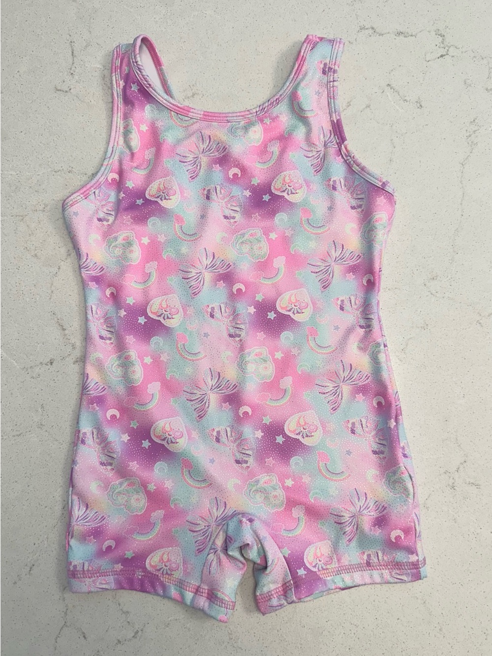 Girls Butterfly and Rainbow Gymnastics unitard